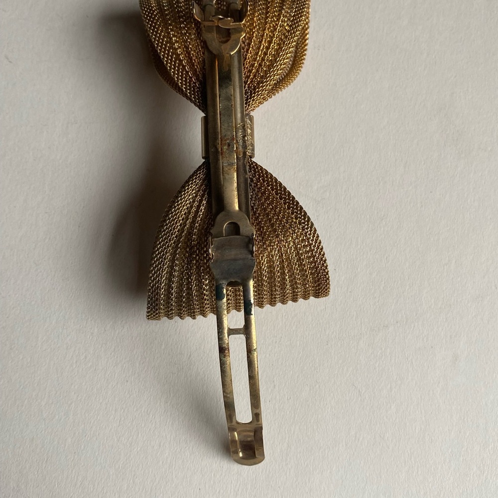Vintage Large Gold Mesh Bow Barrette - Picture 10 of 10